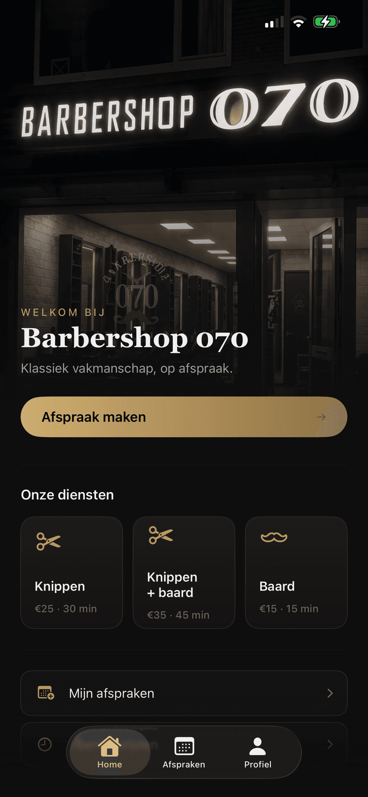 Barbershop booking screen