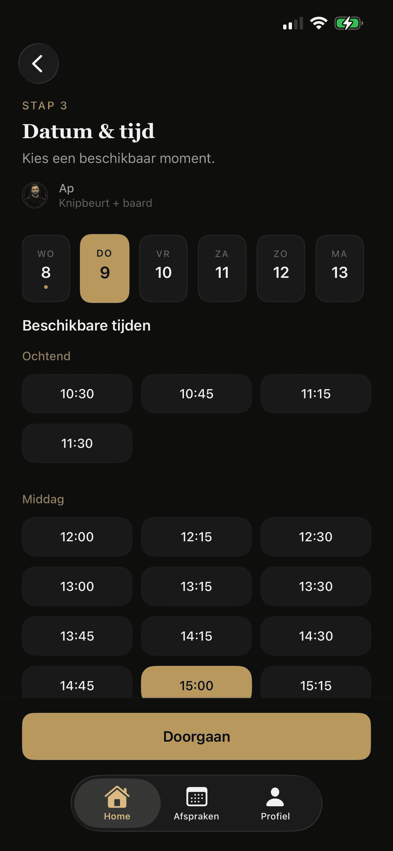 Beauty salon dashboard screen