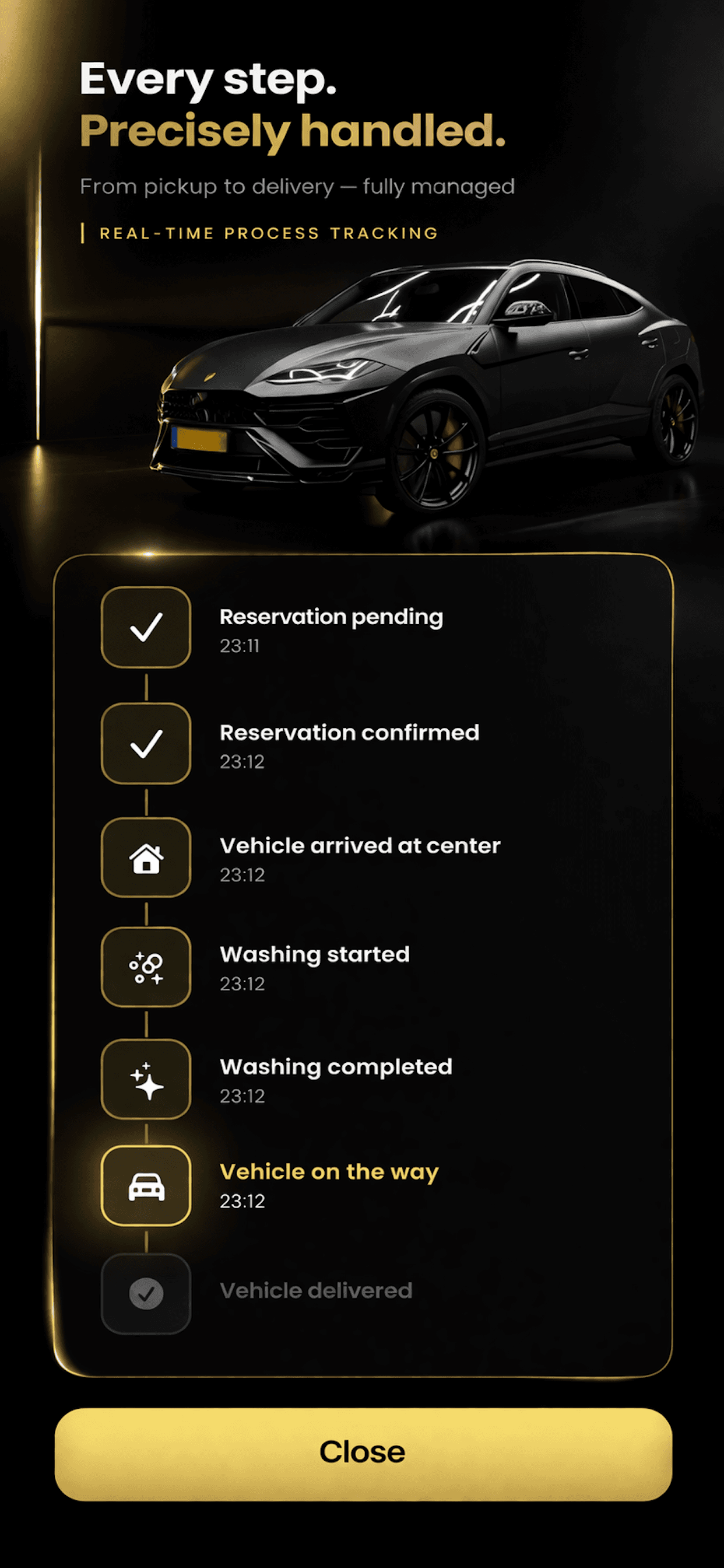 Auto service status screen